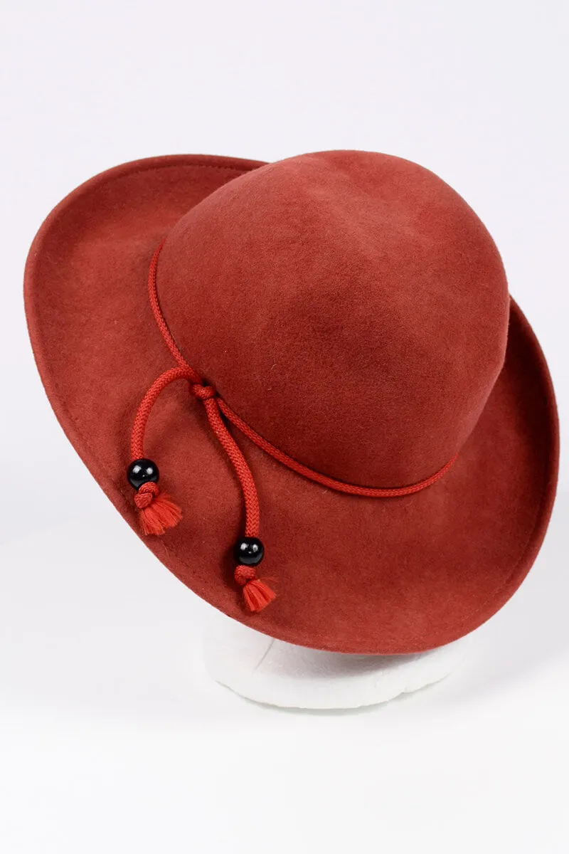 1970s Sonni Lancaster Open Crown Burnt Orange Felt Wool Hat
