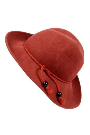 1970s Sonni Lancaster Open Crown Burnt Orange Felt Wool Hat