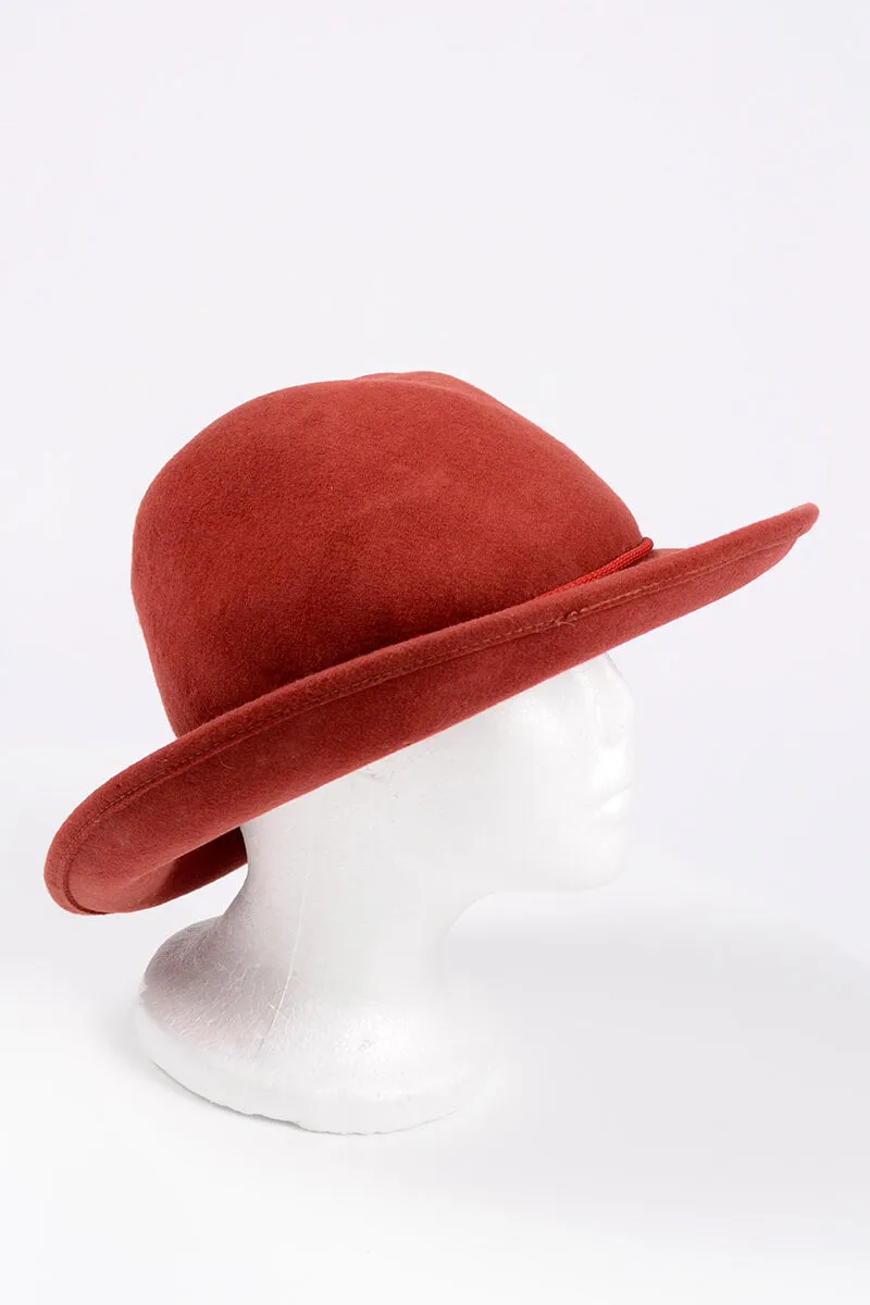 1970s Sonni Lancaster Open Crown Burnt Orange Felt Wool Hat