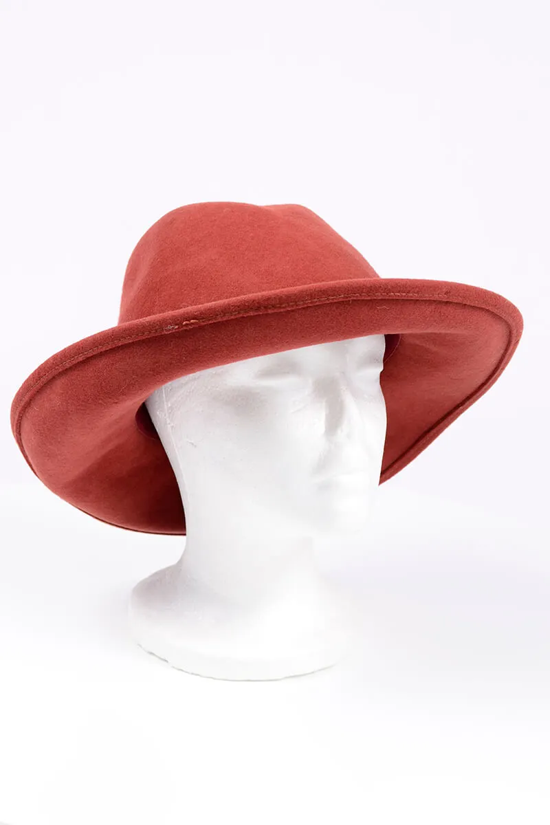 1970s Sonni Lancaster Open Crown Burnt Orange Felt Wool Hat