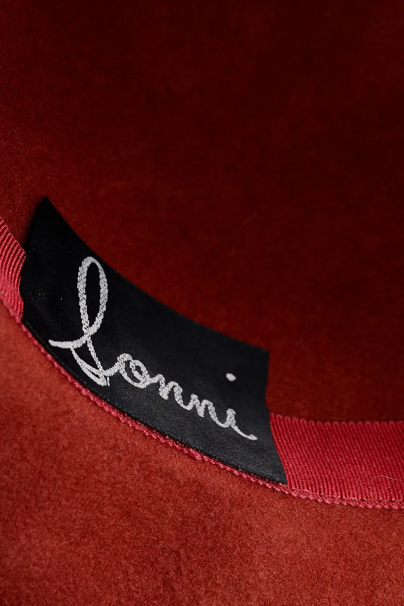 1970s Sonni Lancaster Open Crown Burnt Orange Felt Wool Hat
