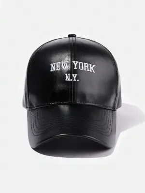 1pc Minimalist Leather Embroidered Baseball Cap