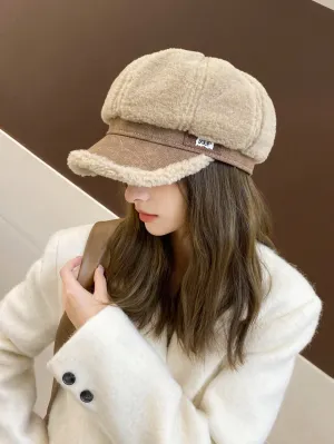 1pc Solid Color Duckbill Cap - Beige