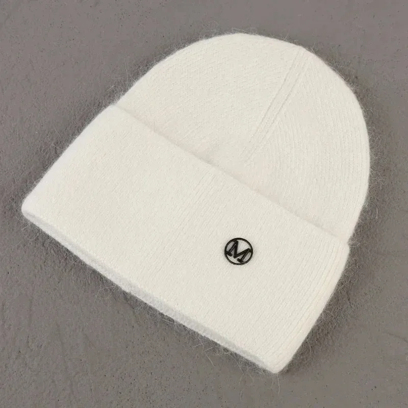 2024 Angora Winter Hat For Women Solid Color Real Rabbit Fur Beanies Woman Soft Knitted Bonnet Female Warm Ski Skullies Beanies