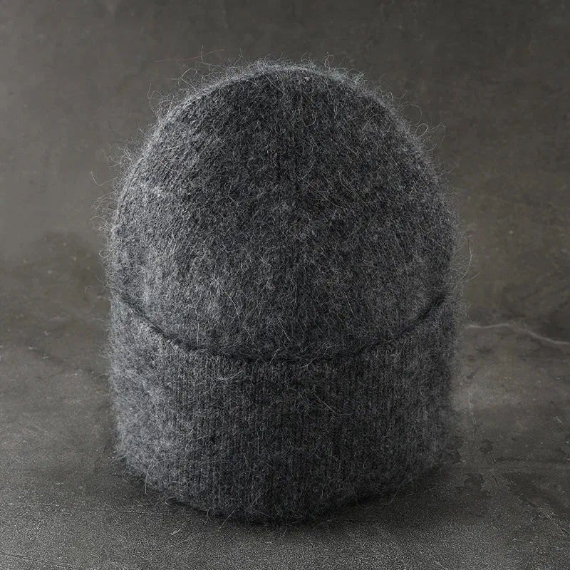 2024 Angora Winter Hat For Women Solid Color Real Rabbit Fur Beanies Woman Soft Knitted Bonnet Female Warm Ski Skullies Beanies