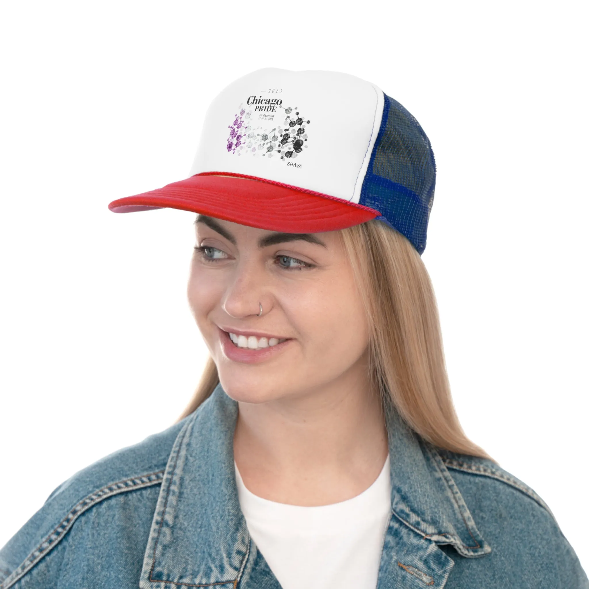 Asexual Flag Trucker Caps Chicago Pride - My Rainbow is In My DNA