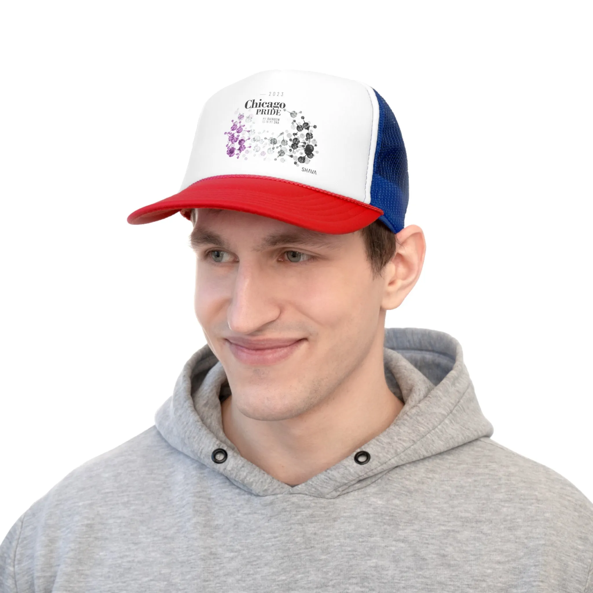 Asexual Flag Trucker Caps Chicago Pride - My Rainbow is In My DNA