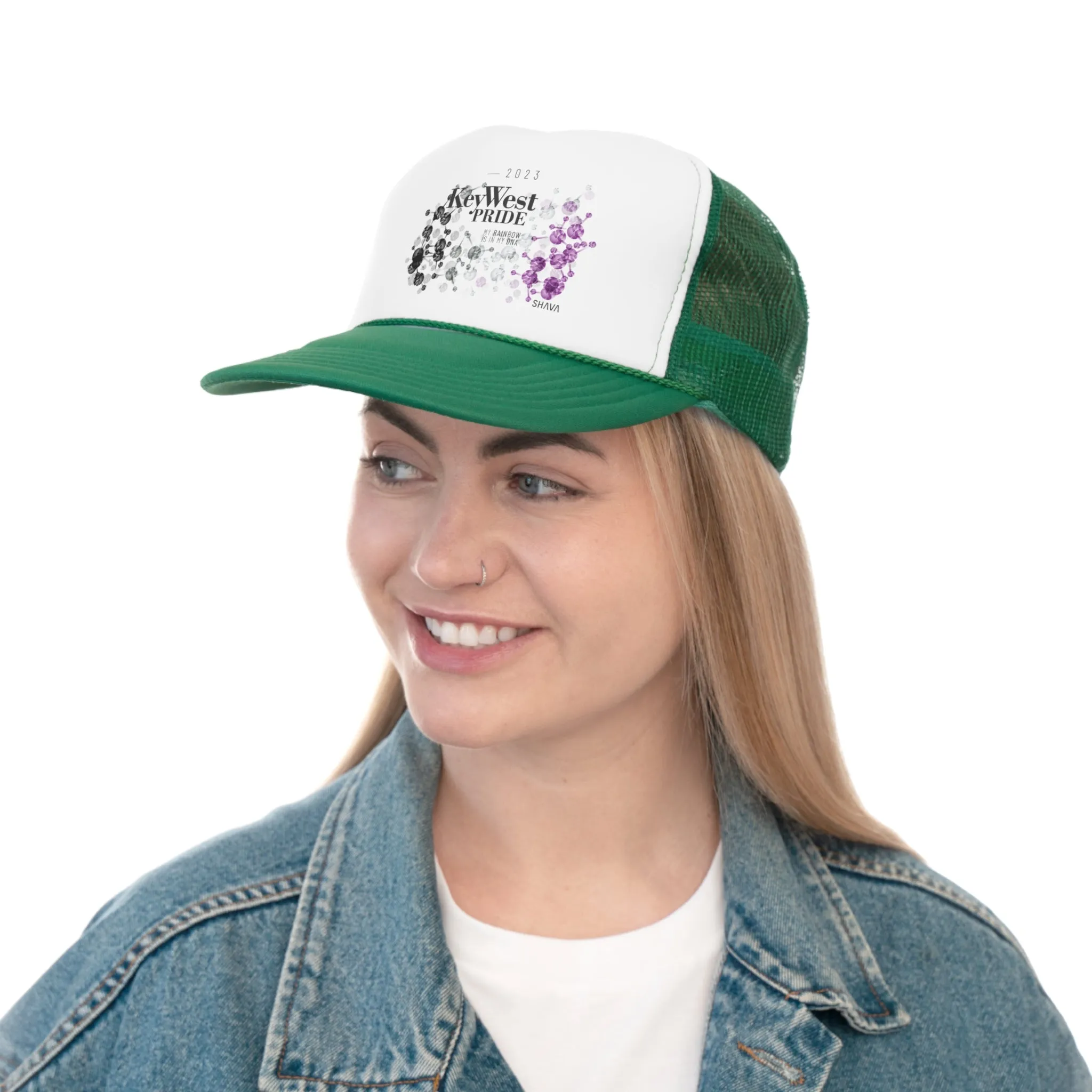 Asexual Flag Trucker Caps Key West Pride - My Rainbow is In My DNA