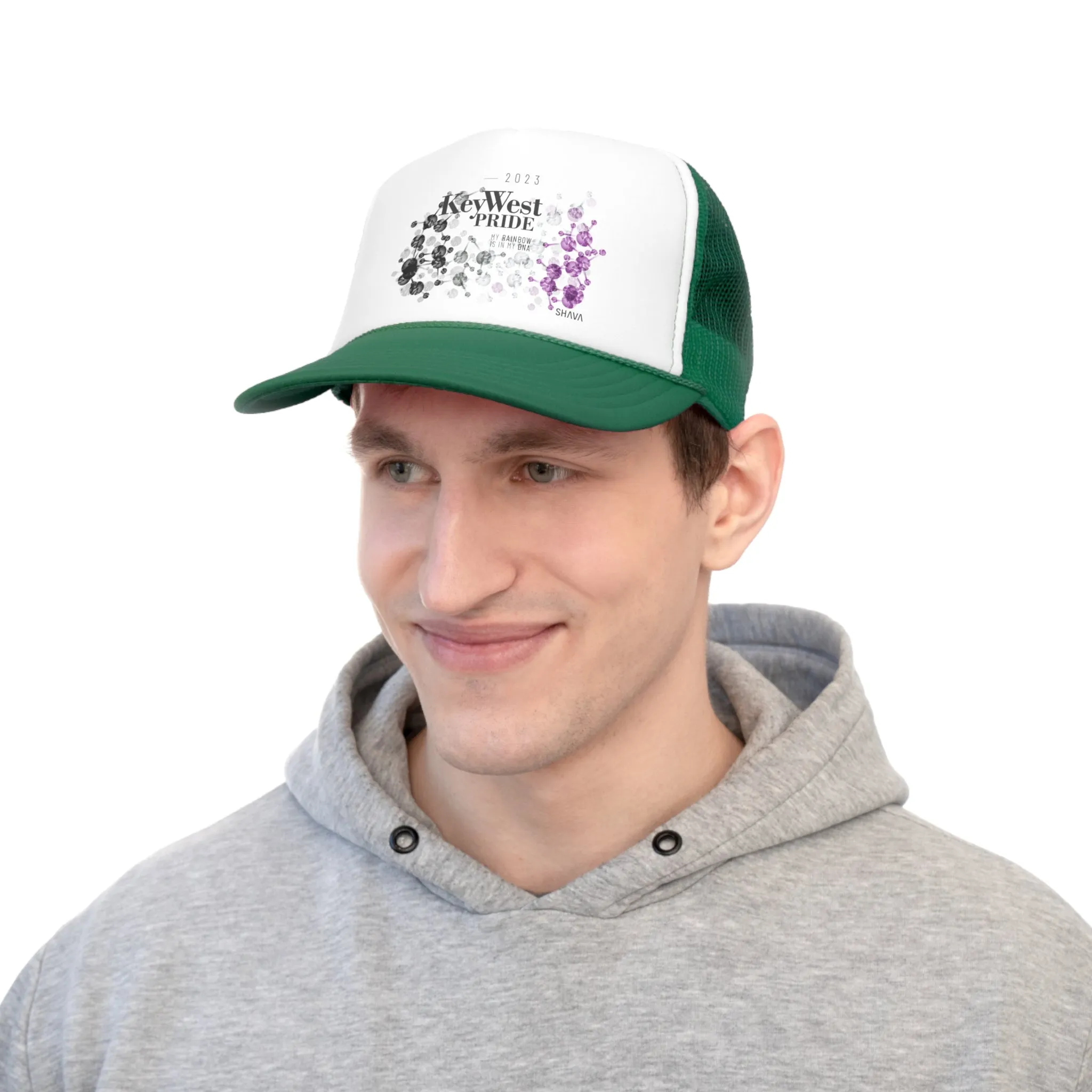 Asexual Flag Trucker Caps Key West Pride - My Rainbow is In My DNA