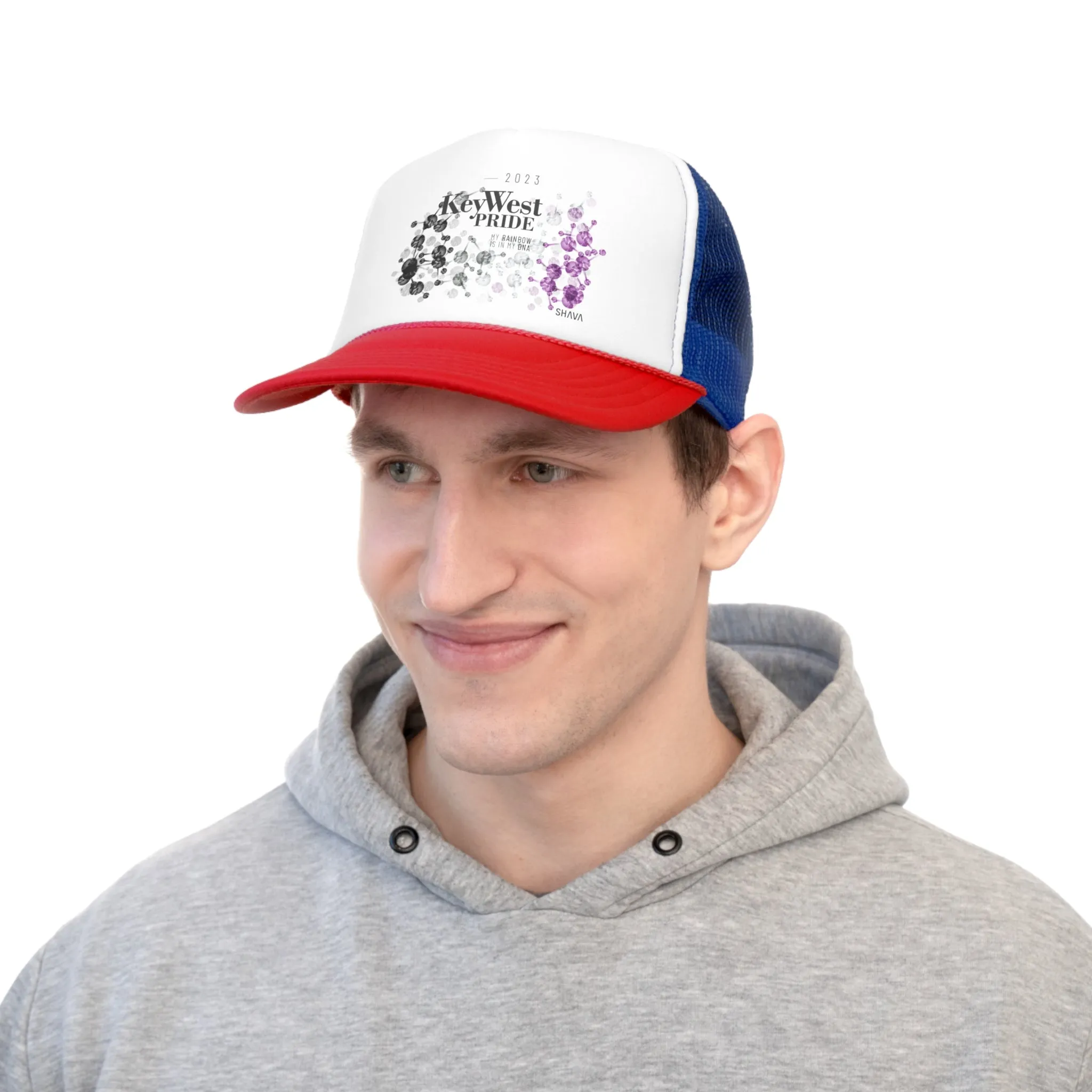 Asexual Flag Trucker Caps Key West Pride - My Rainbow is In My DNA
