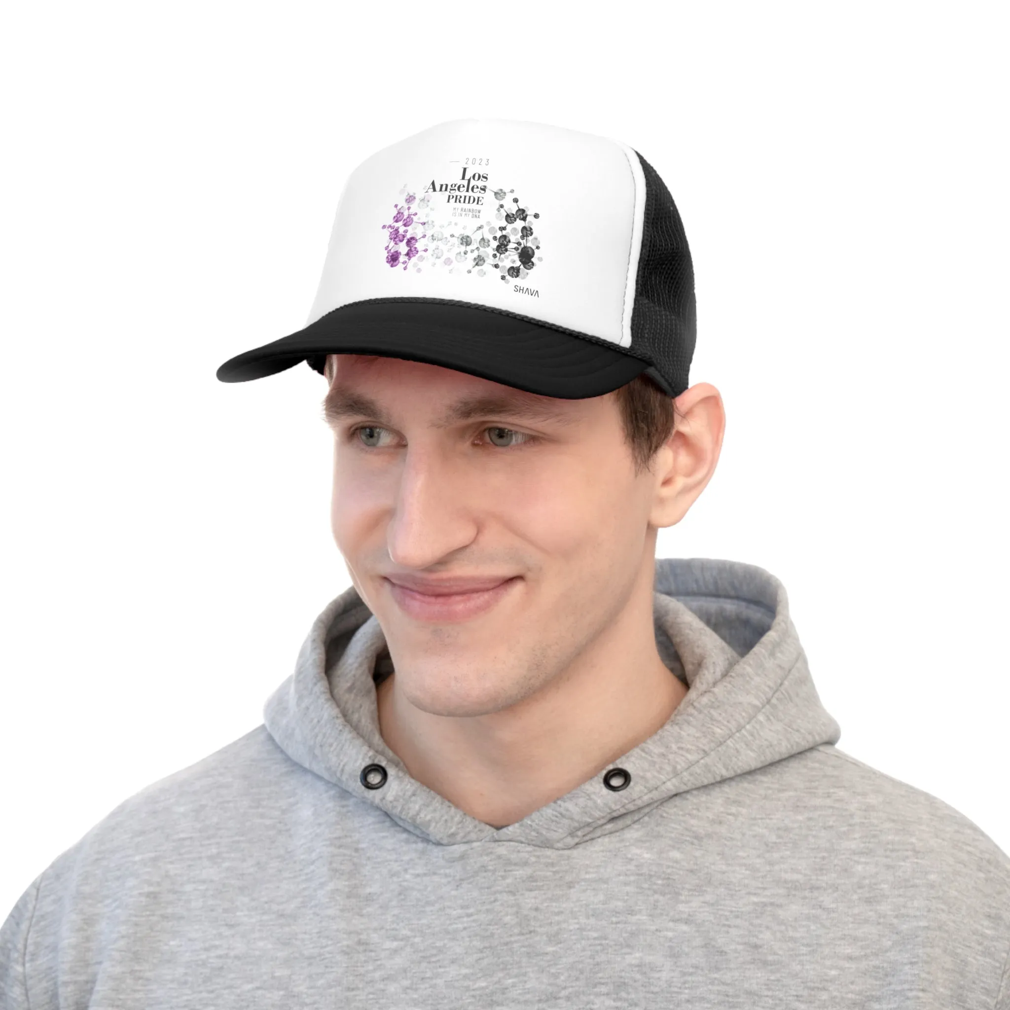 Asexual Flag Trucker Caps Los Angeles Pride - My Rainbow is In My DNA