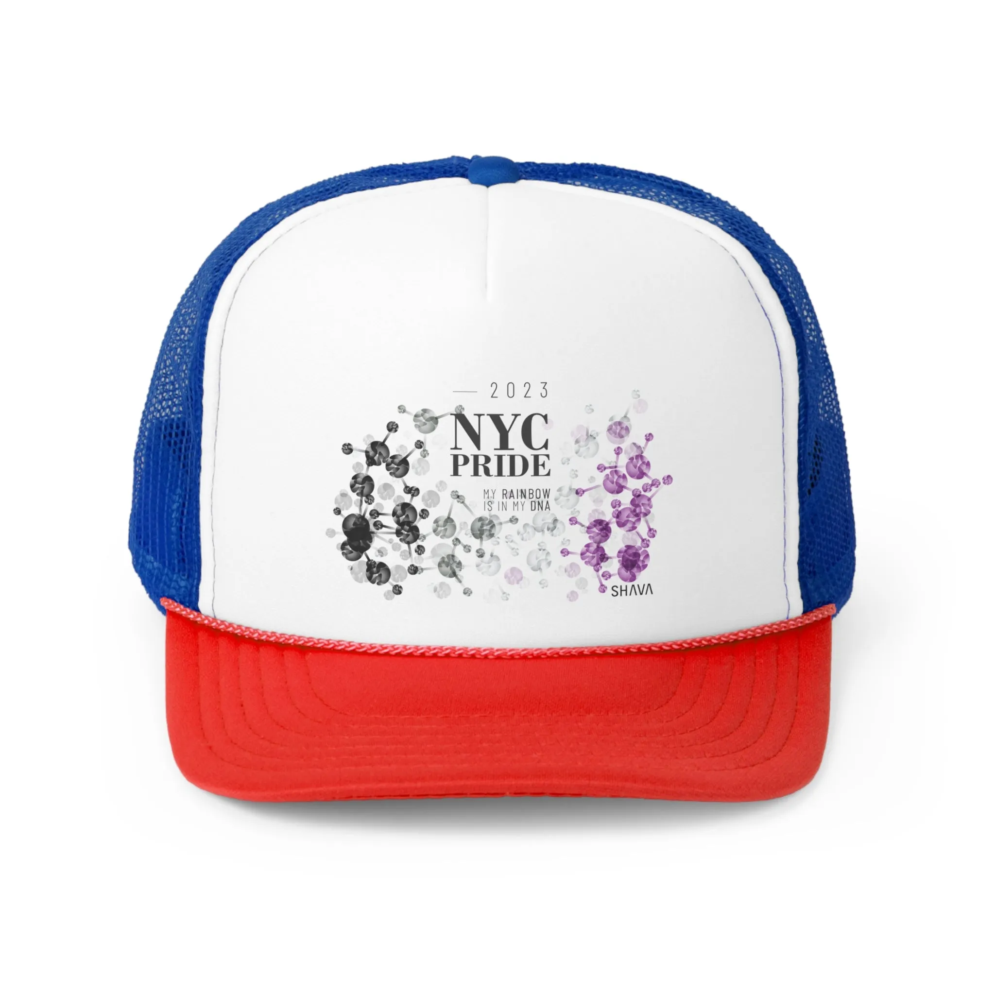 Asexual Flag Trucker Caps NYC Pride - My Rainbow is In My DNA
