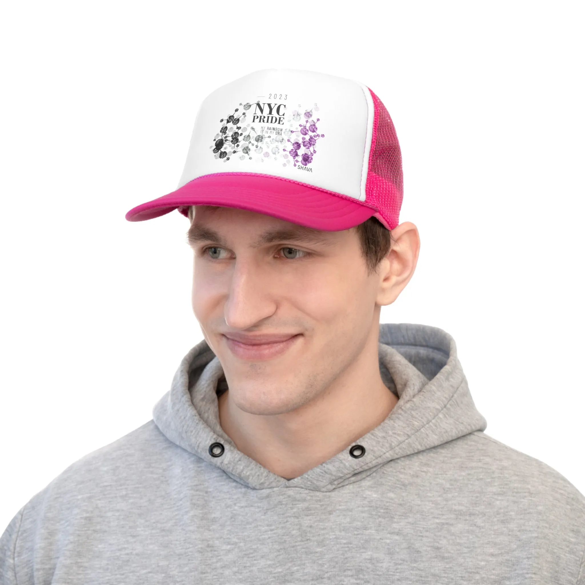 Asexual Flag Trucker Caps NYC Pride - My Rainbow is In My DNA