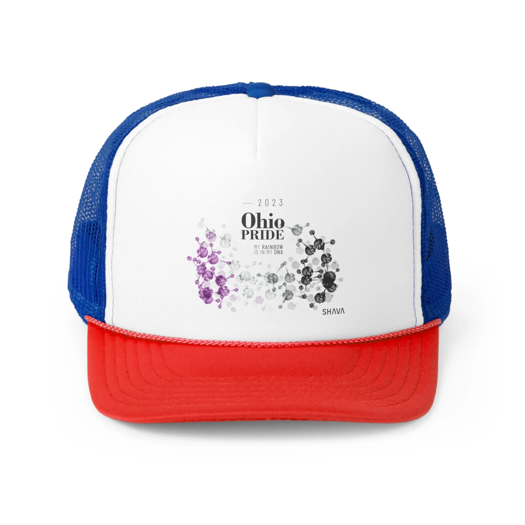 Asexual Flag Trucker Caps Ohio Pride - My Rainbow is In My DNA