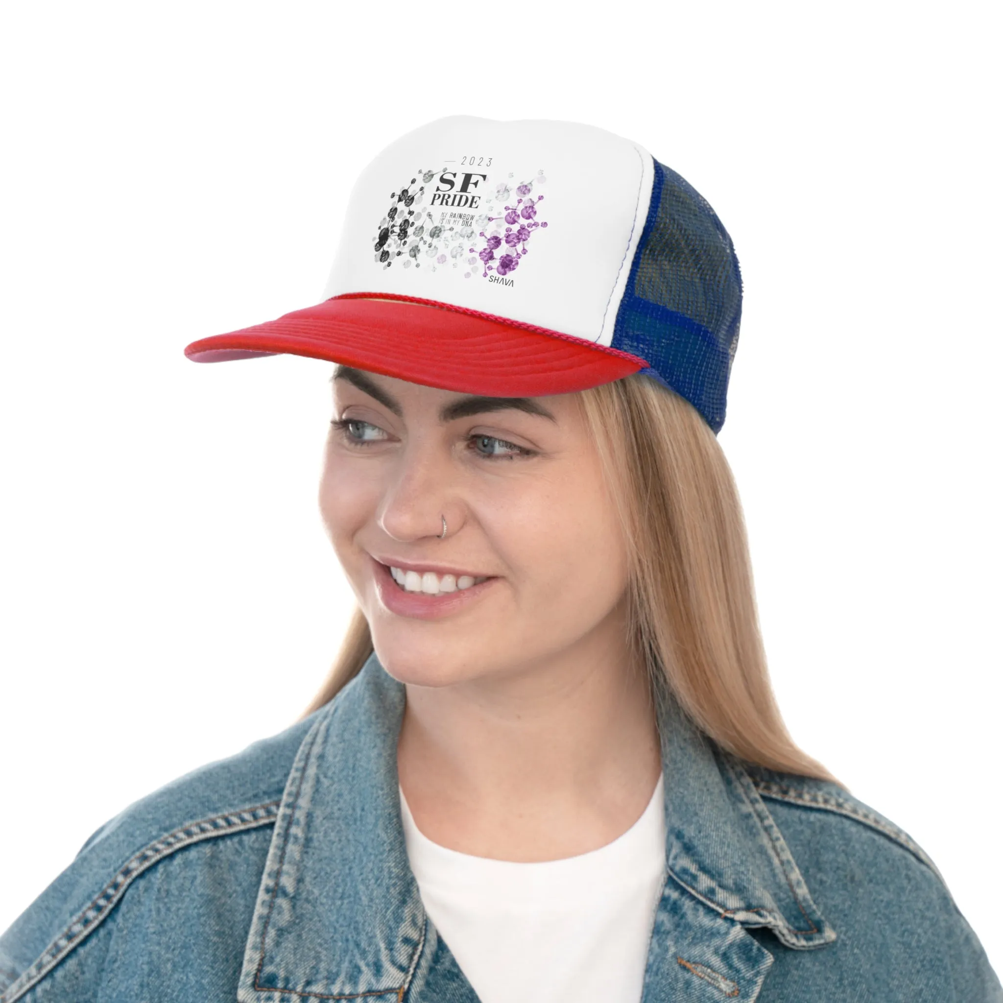 Asexual Flag Trucker Caps San Francisco Pride - My Rainbow is In My DNA
