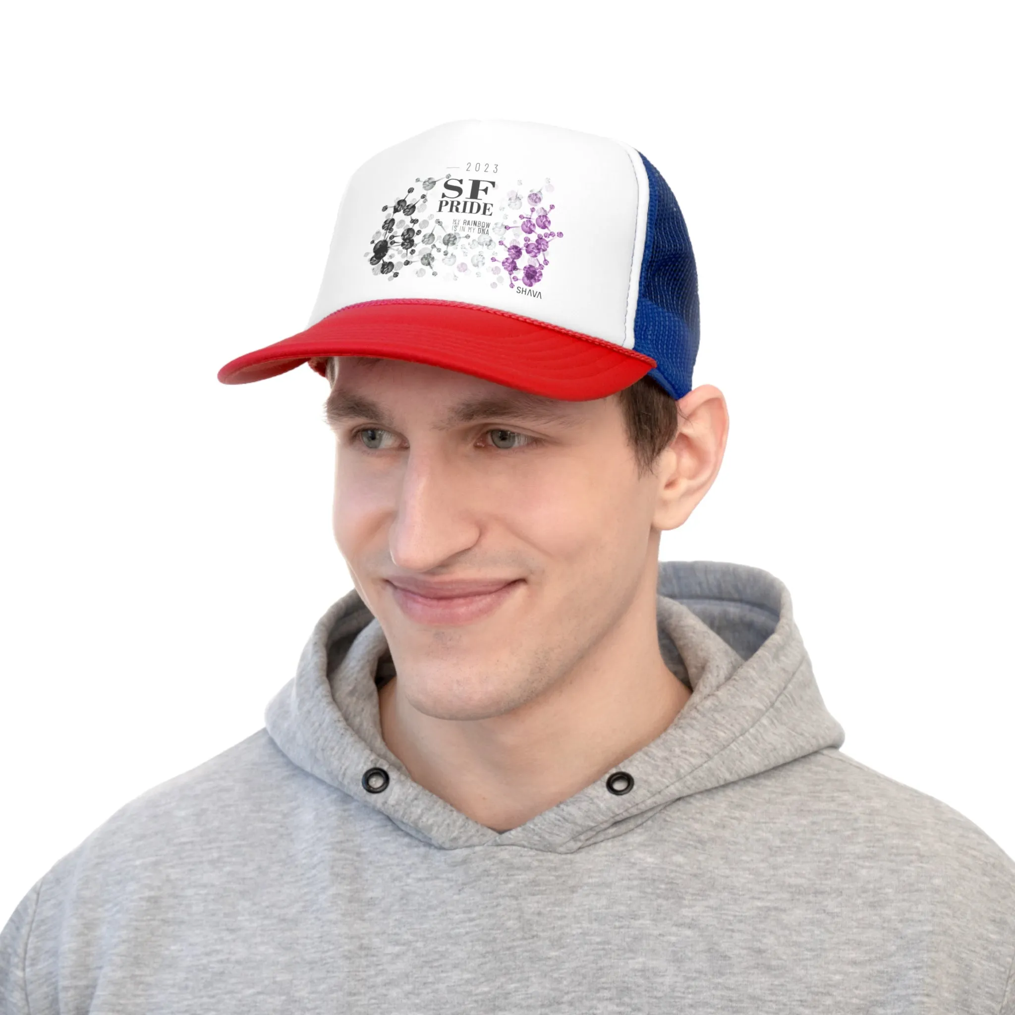 Asexual Flag Trucker Caps San Francisco Pride - My Rainbow is In My DNA