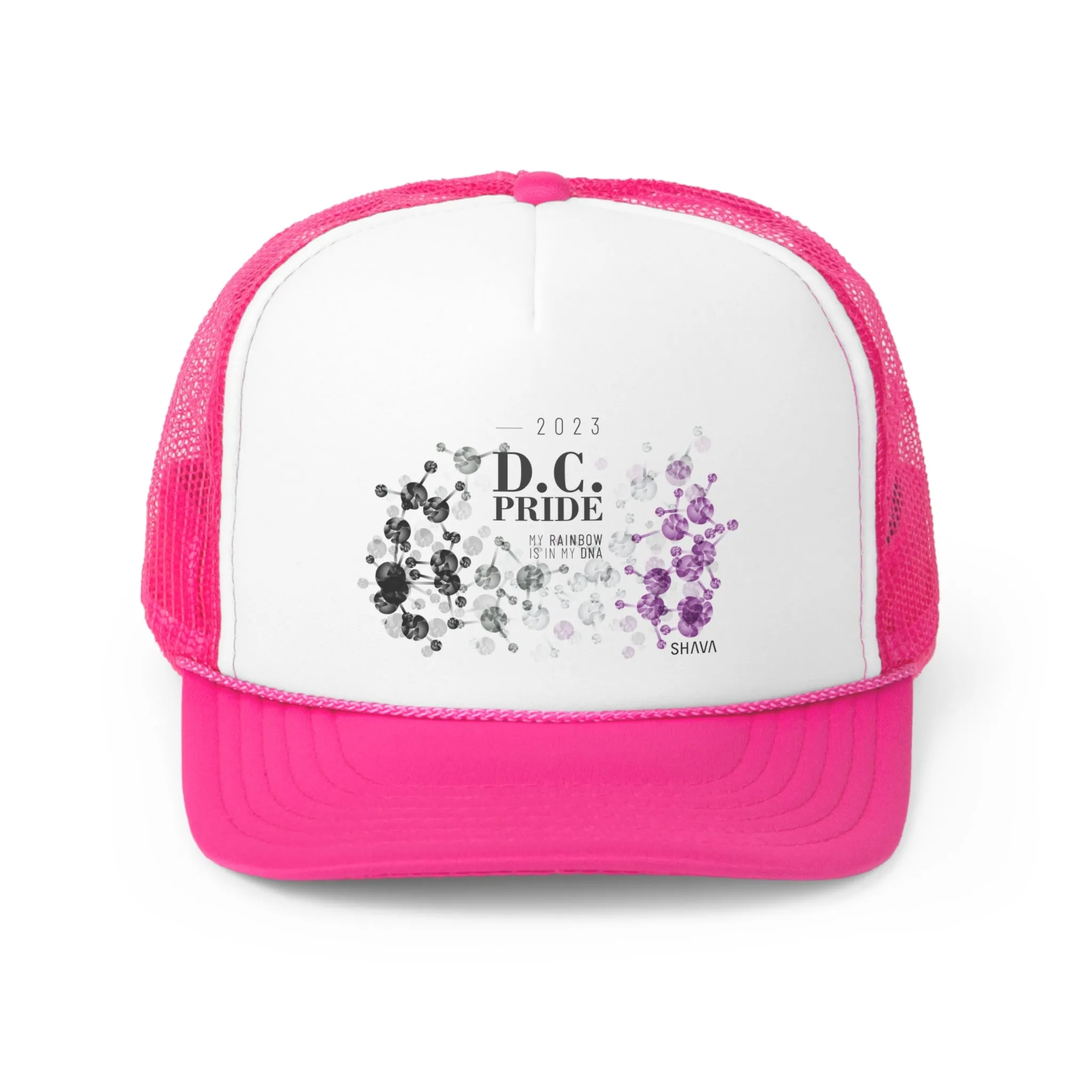 Asexual Flag Trucker Caps Washington D.C. Pride - My Rainbow is In My DNA