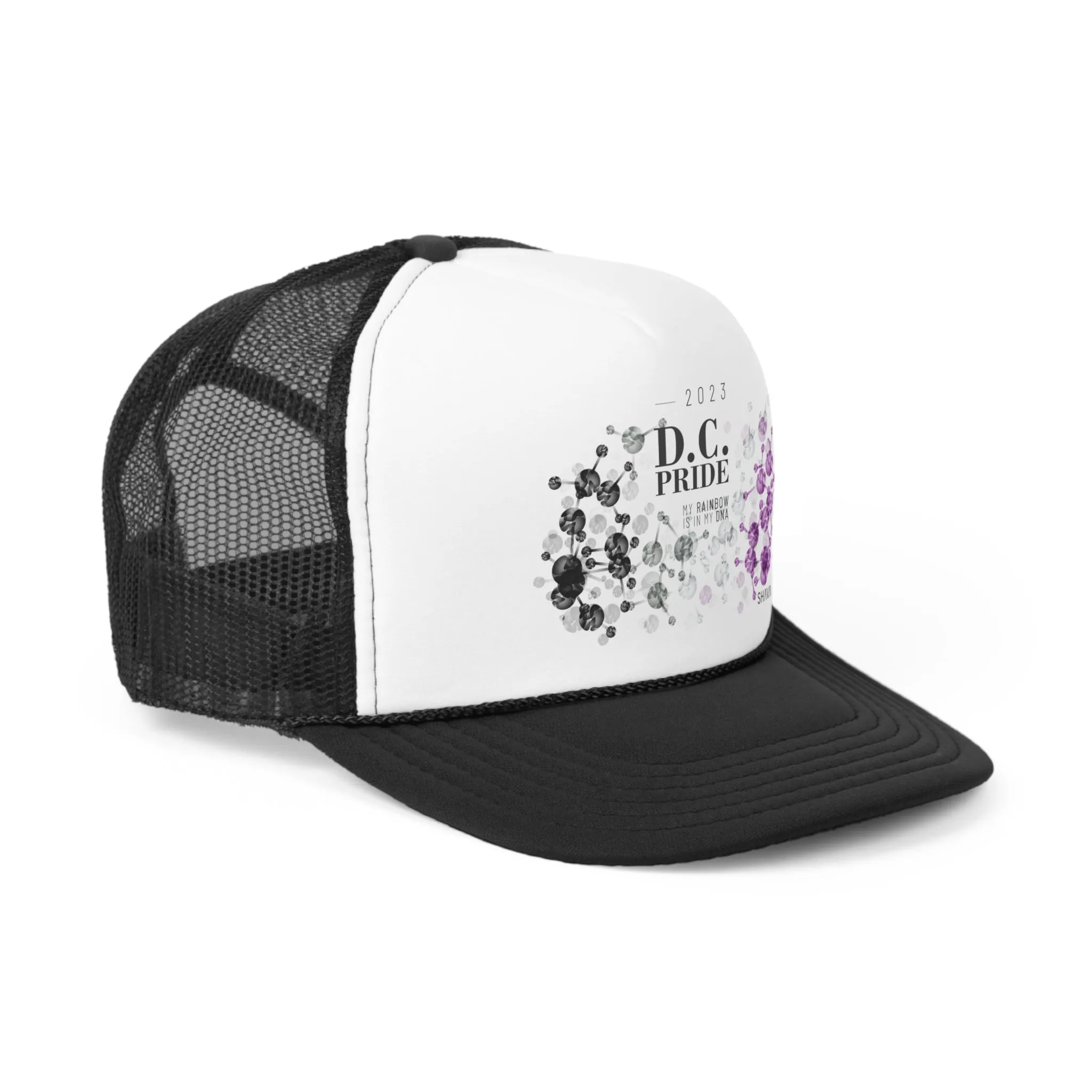 Asexual Flag Trucker Caps Washington D.C. Pride - My Rainbow is In My DNA