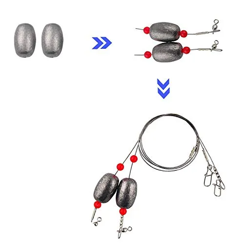Assorted Egg Sinker Weights Kit - Assorted Sizes Saltwater Fishing Weights-Total 18.6OZ 42pcs Worm/Bell/Bass Casting Hollow Egg Sinkers Weights Kit
