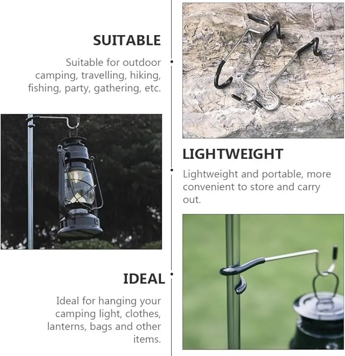BESPORTBLE 4pcs Tent Light Camping Hanger S Shape Lamp Hanger Versatile Light Pole Hooks for Outdoor Yard Tent Travel