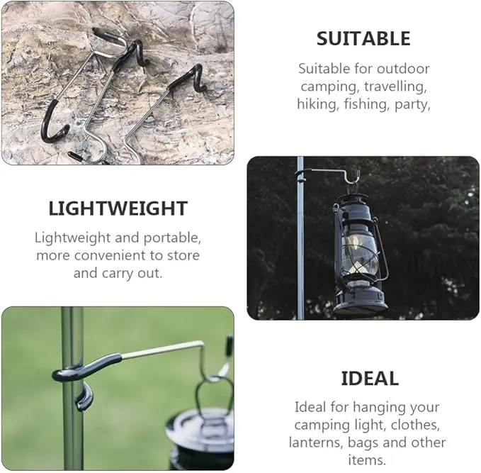 BESPORTBLE 4pcs Tent Light Camping Hanger S Shape Lamp Hanger Versatile Light Pole Hooks for Outdoor Yard Tent Travel