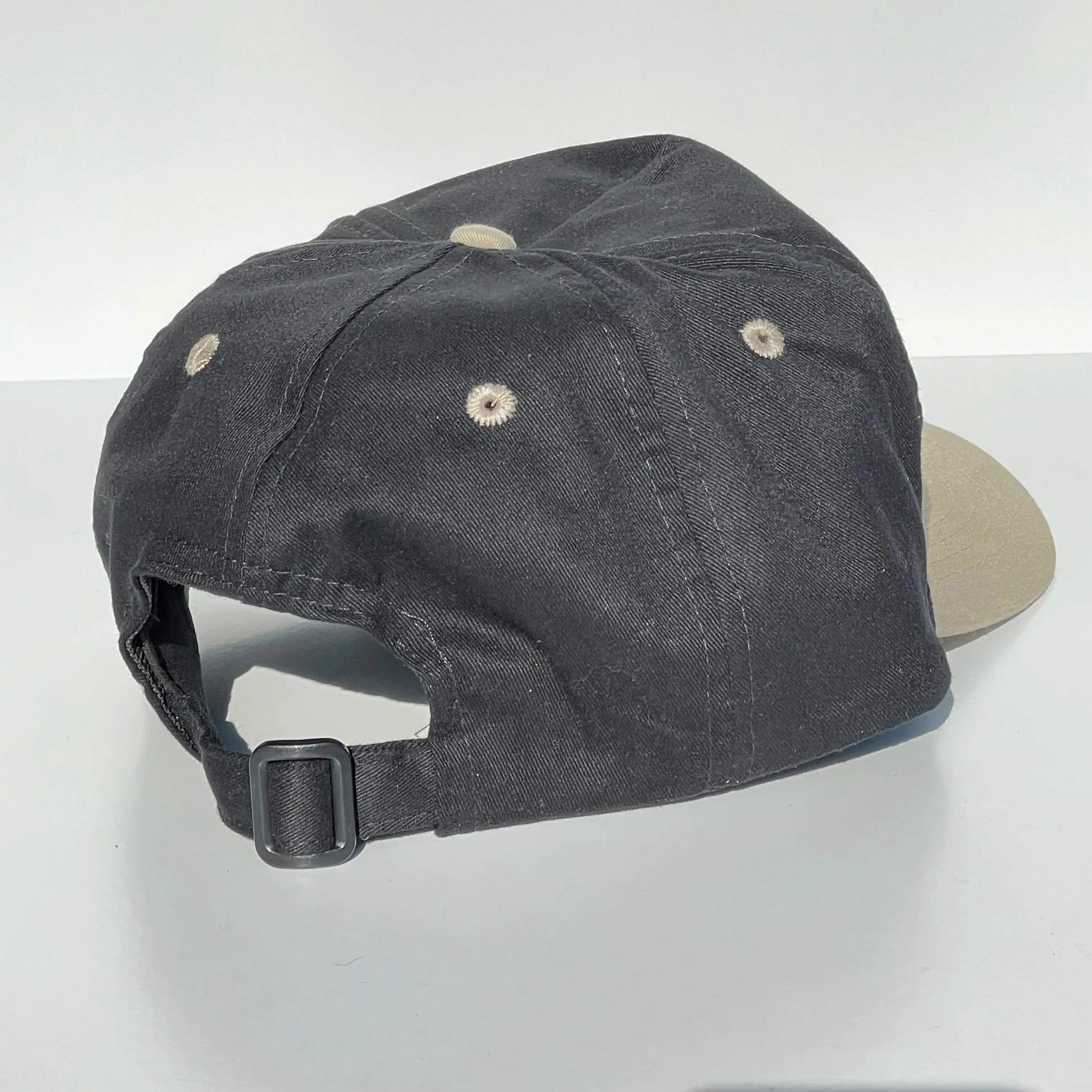 BEST BUCKING DAD Deer Black Crown Tan Brim Strapback Cap Hat For Him Custom Embroidered