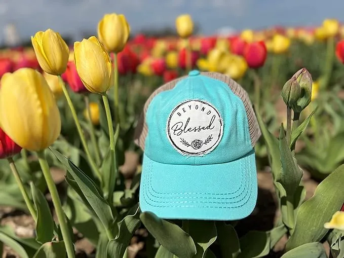 Beyond Blessed Criss Cross Saying Ponytail Hat by Funky Junque