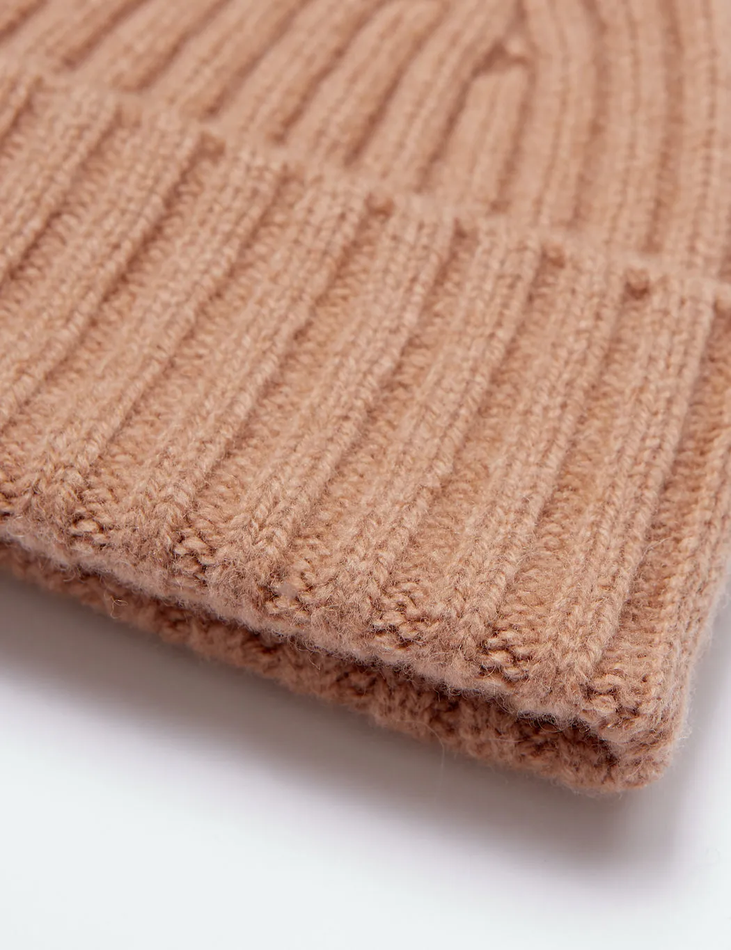 Bhode 2x2 Rib Beanie Hat (Lambswool) - Camel