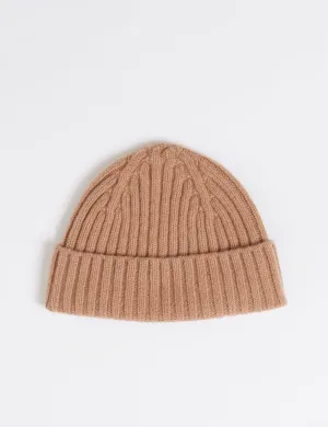 Bhode 2x2 Rib Beanie Hat (Lambswool) - Camel