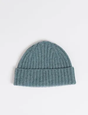 Bhode 2x2 Rib Beanie Hat (Lambswool) - Caspian Green