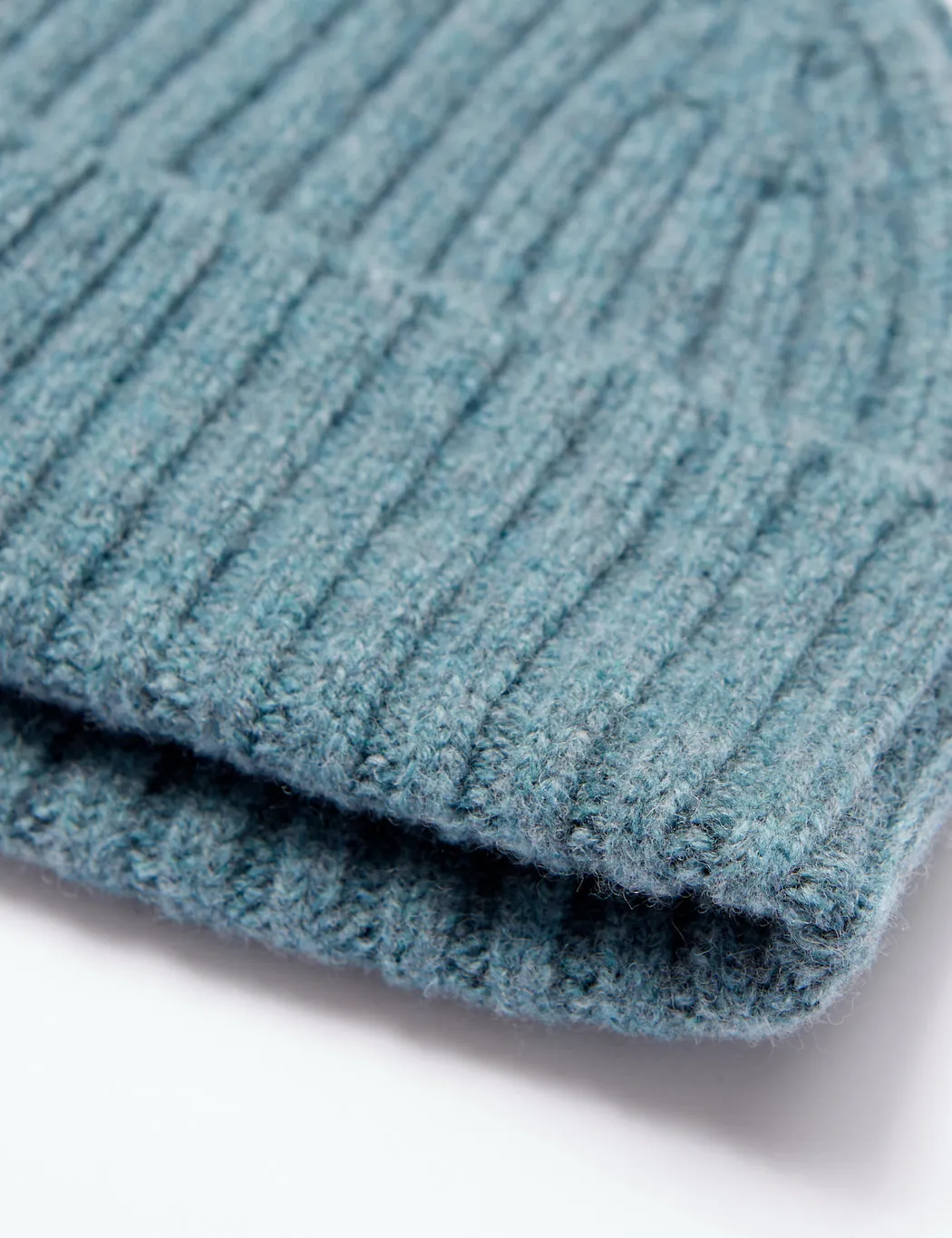 Bhode 2x2 Rib Beanie Hat (Lambswool) - Caspian Green