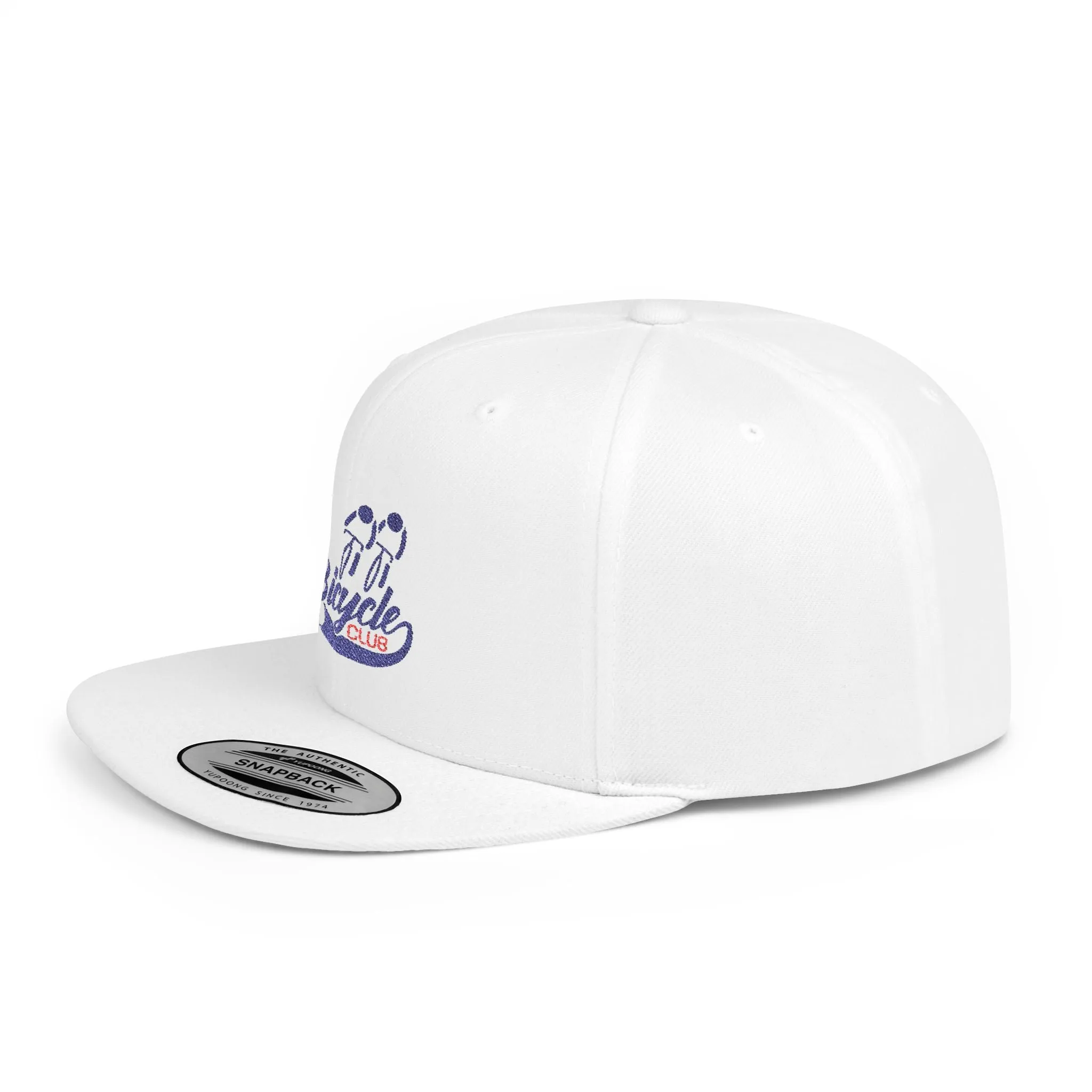 Bicycle Club Flat Bill Snapback Hat - Trendy Cycling Cap for Bike Enthusiasts