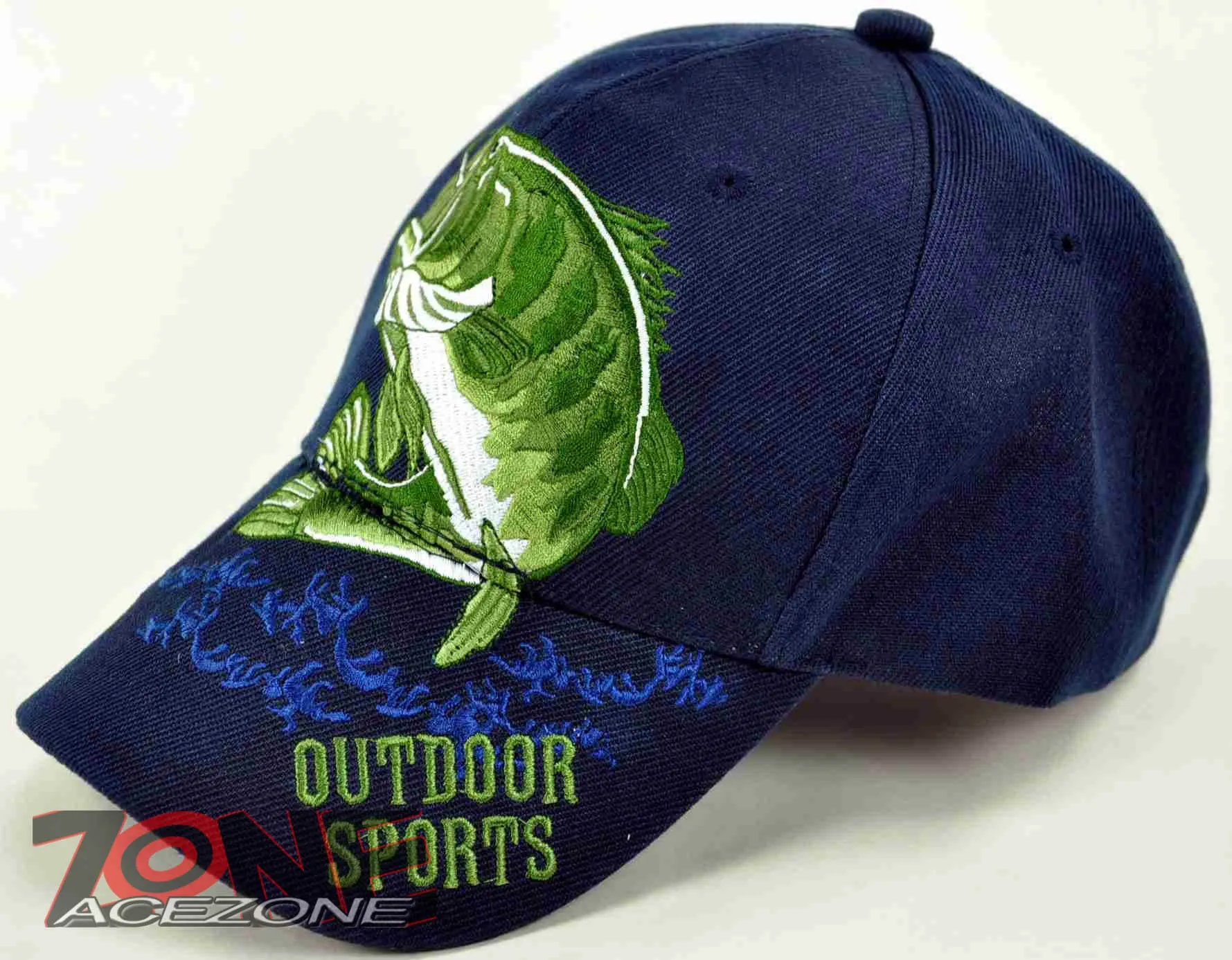 BIG BASS FISHING OUTDOOR SPORTS NAVY CAP HAT