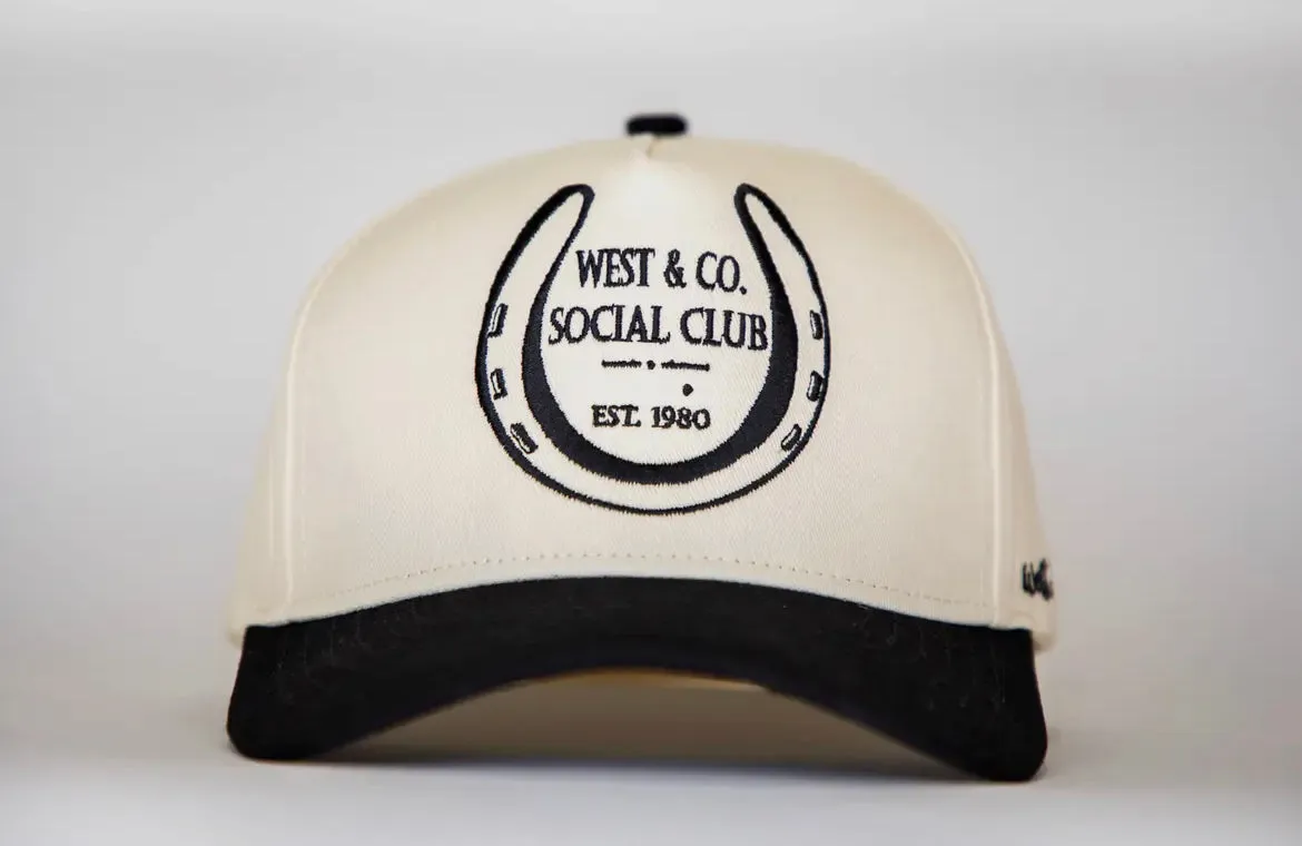 Black & Cream 5 Panel Horseshoe Trucker Hat