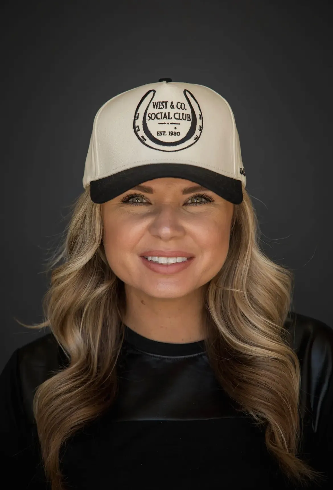 Black & Cream 5 Panel Horseshoe Trucker Hat