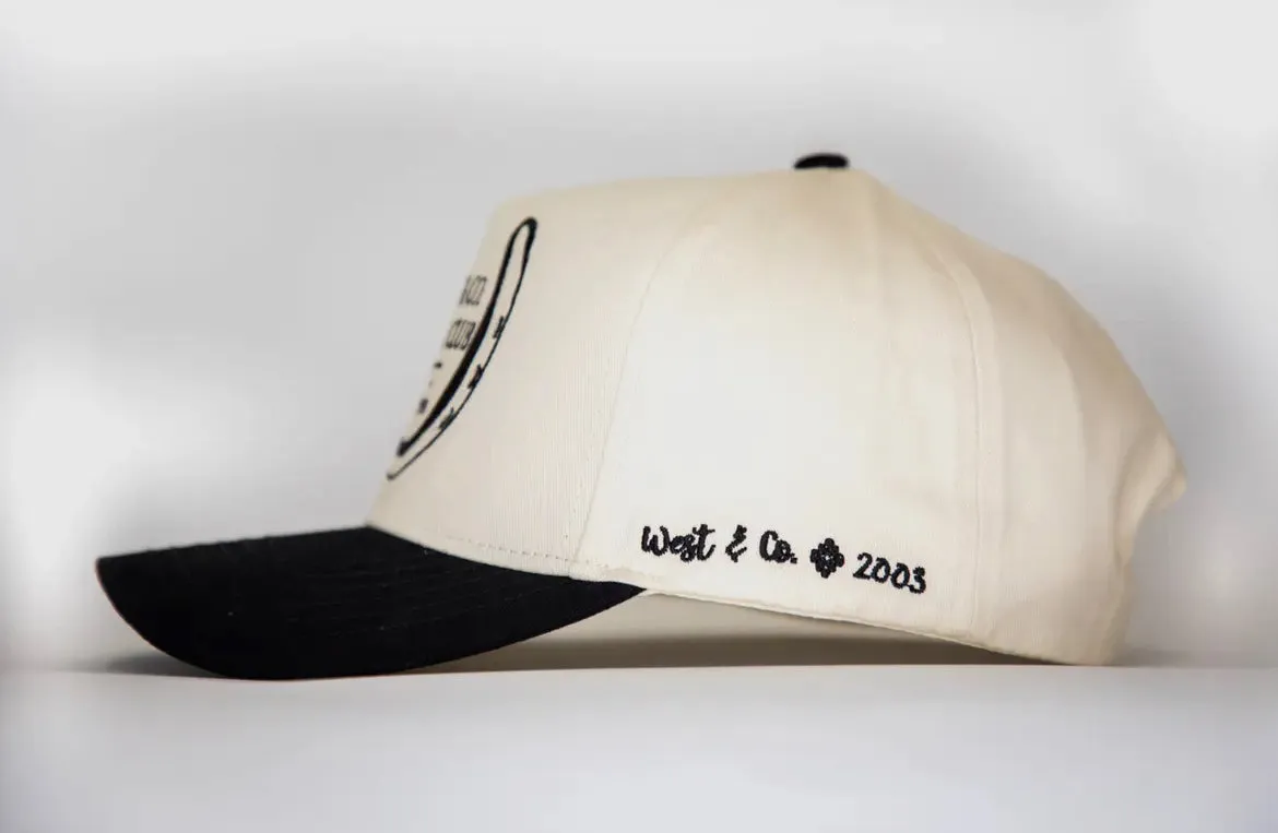 Black & Cream 5 Panel Horseshoe Trucker Hat