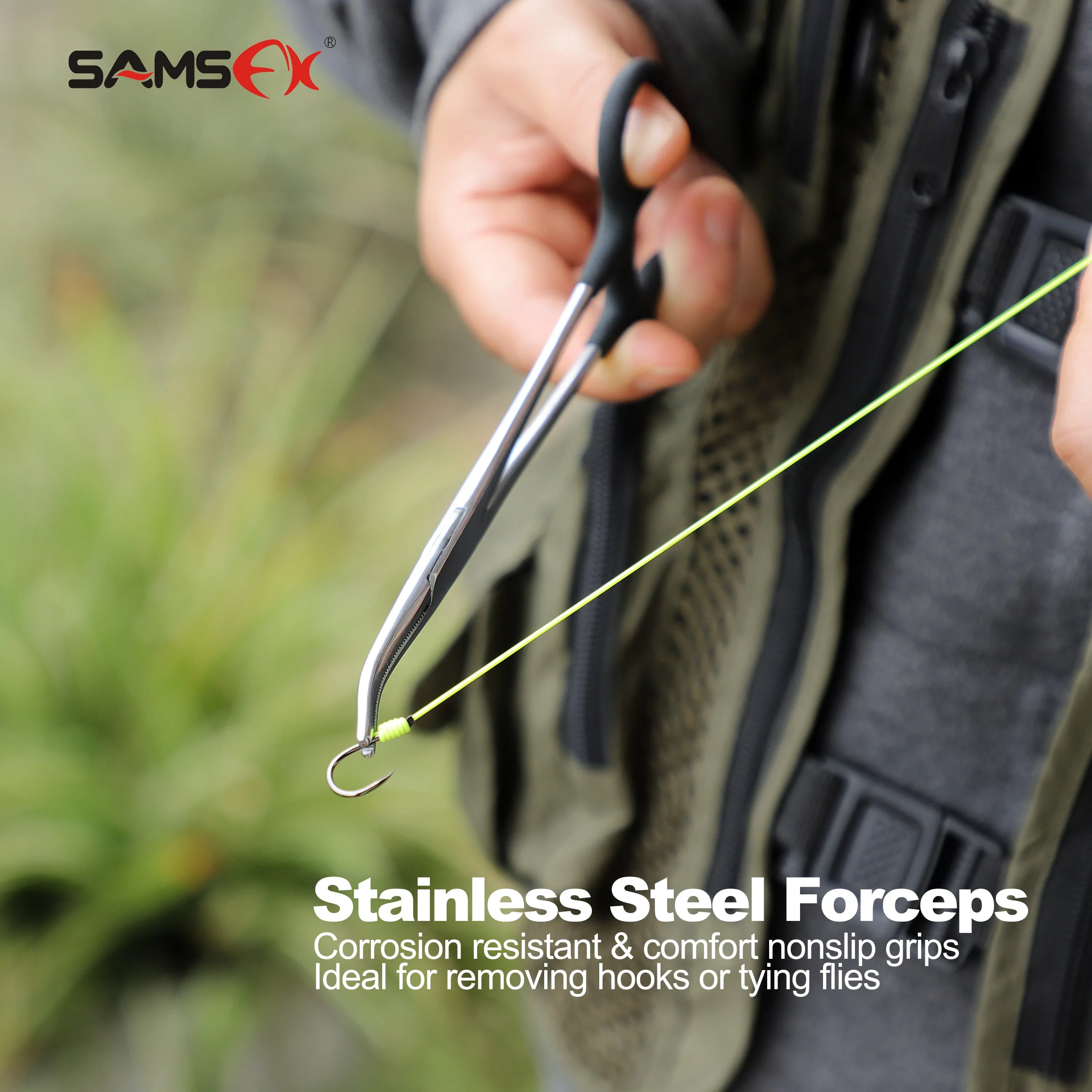 Black Fly Fishing Combo 5 in 1 Fishing tools set Forceps Zinger Nipper & Lanyard