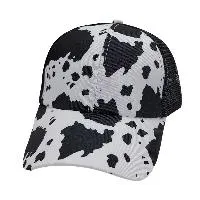 Black/white Cowprint Ponytail Hat