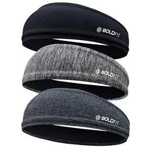Boldfit Head Band for Man Sports Head Bandana for Men & Women Gym Hair Band for Men Workout, Running - Breathable, Non-Slip & Quick Drying Head Bands for Long Hair (Set of 3)