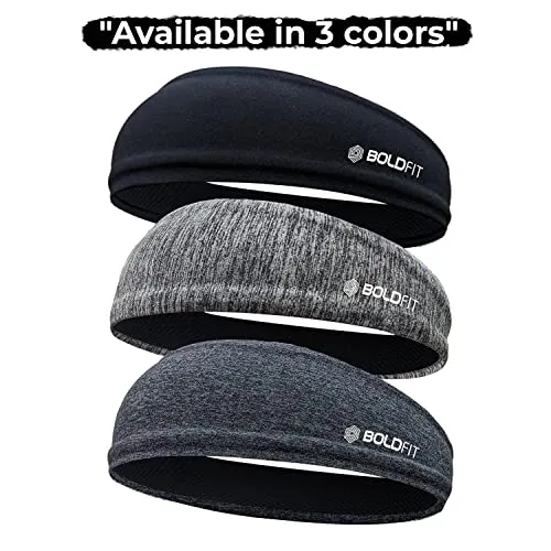 Boldfit Head Band for Man Sports Head Bandana for Men & Women Gym Hair Band for Men Workout, Running - Breathable, Non-Slip & Quick Drying Head Bands for Long Hair (Set of 3)