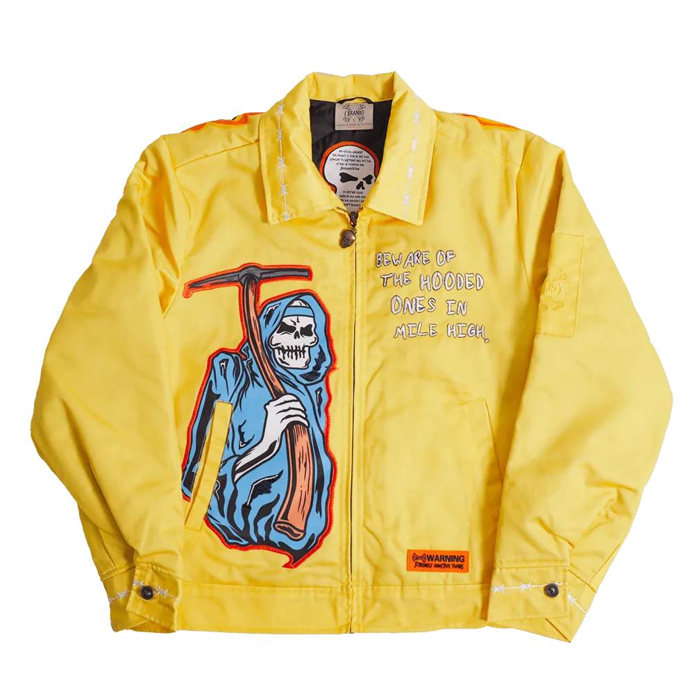 BRAND X DENVER BEWARE OF THE HOODED WORK YOUTH JACKET (YELLOW)