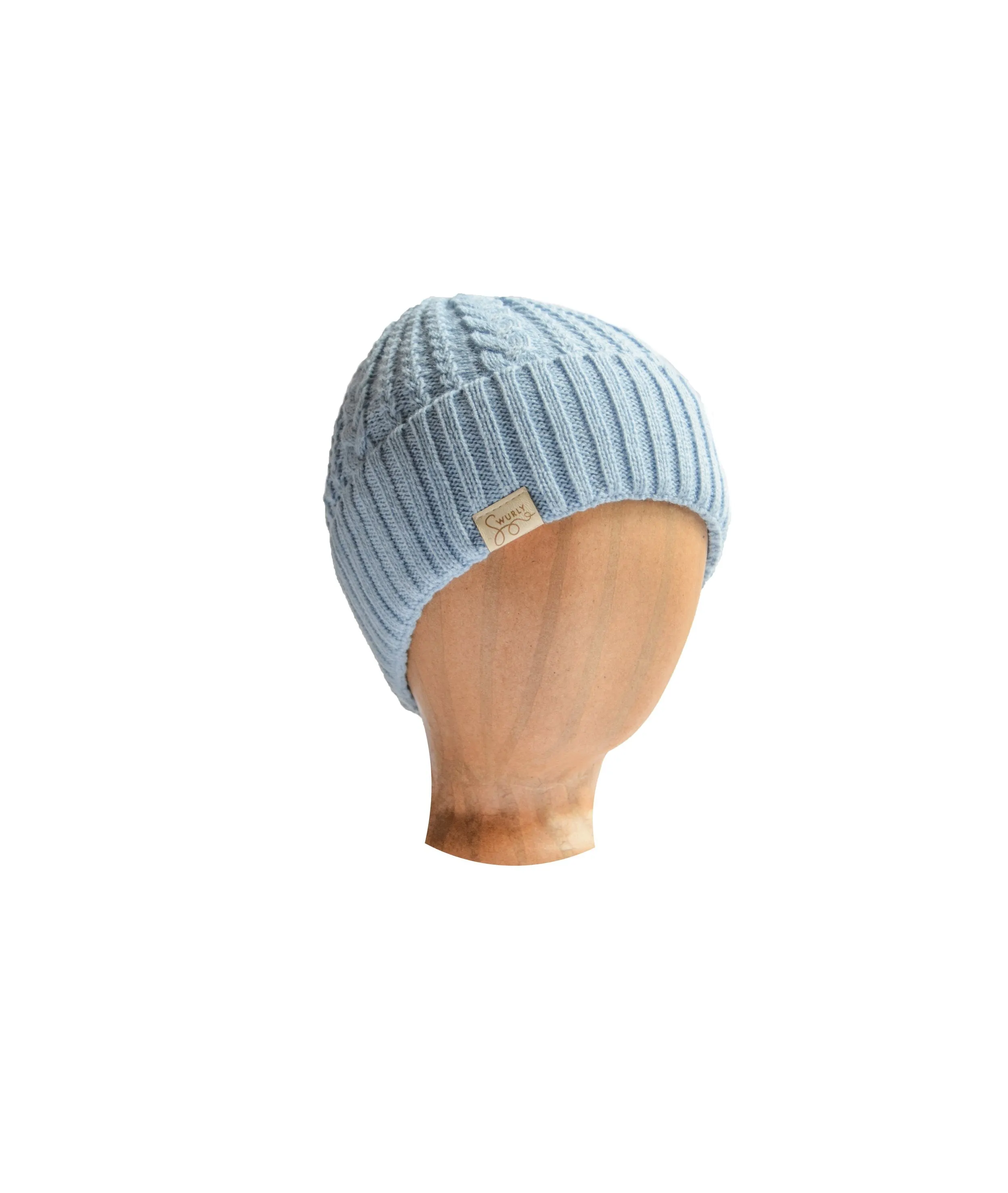 Cable Knit Silk Lined Hats - No Pom Pom