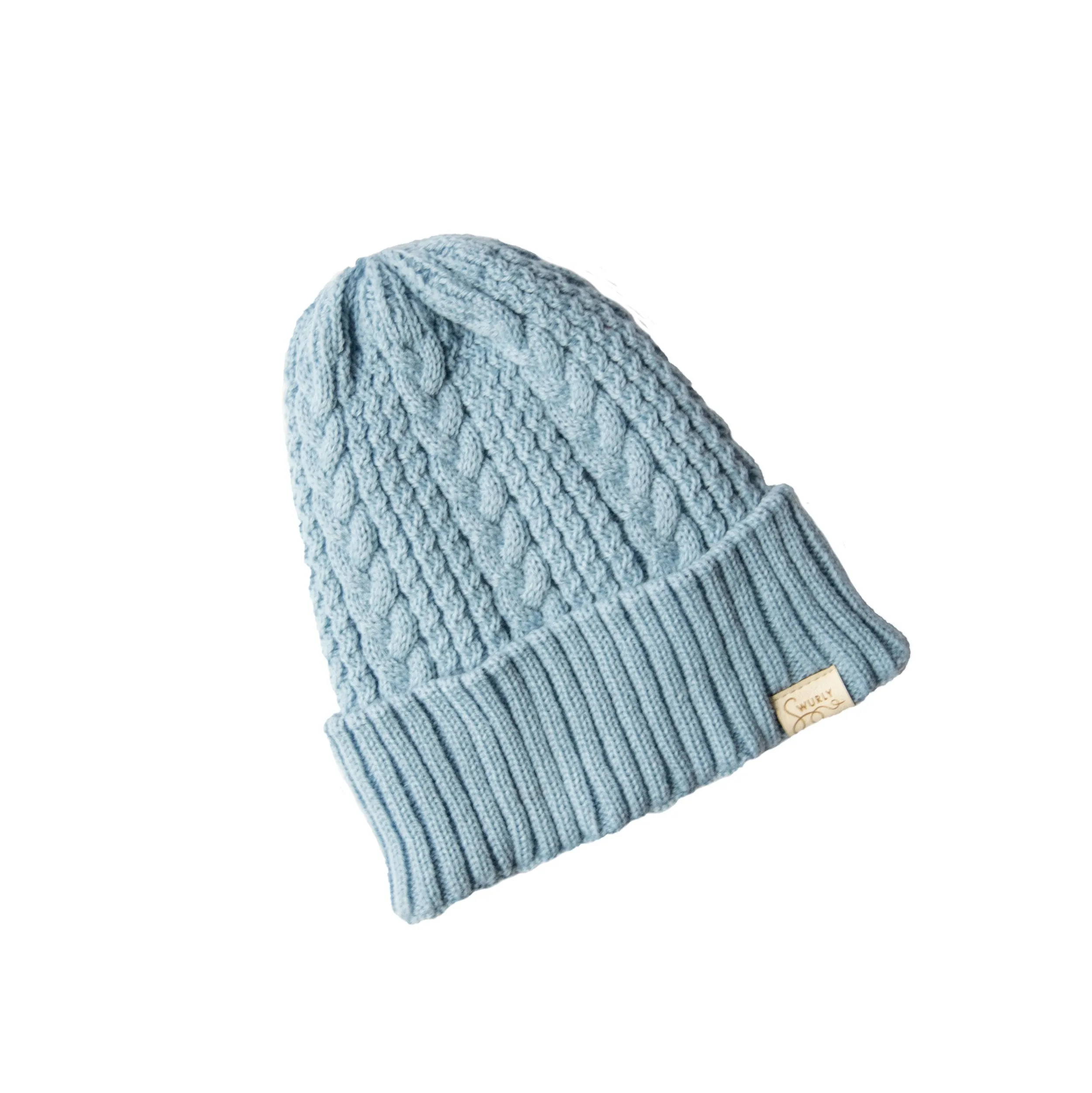 Cable Knit Silk Lined Hats - No Pom Pom