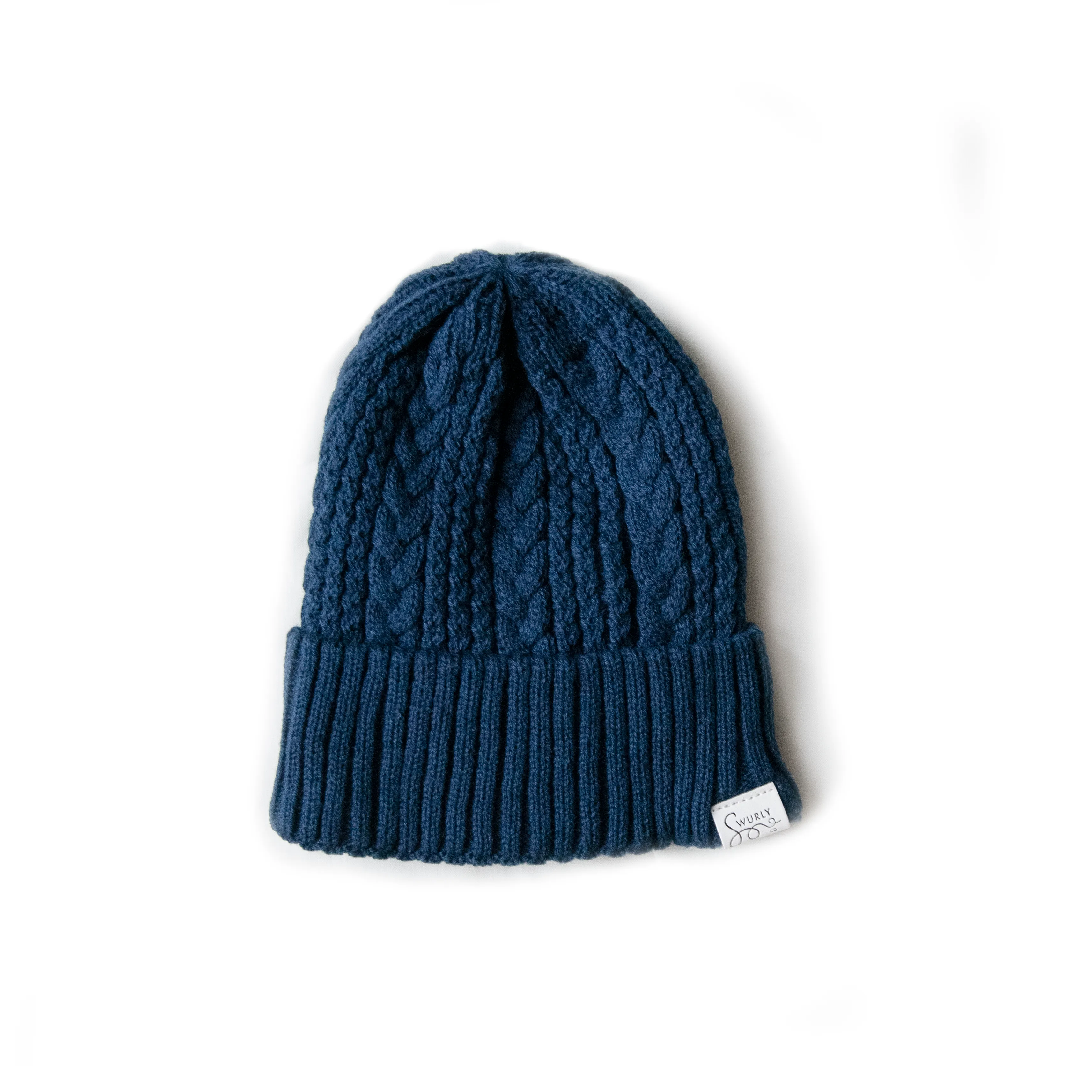 Cable Knit Silk Lined Hats - No Pom Pom