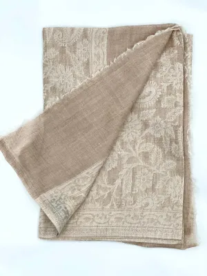 Cashmere Scarf - Beige Kani Floral