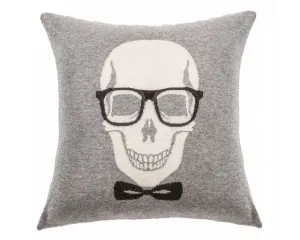 Cashmere Skull Bow Pillow - Gray