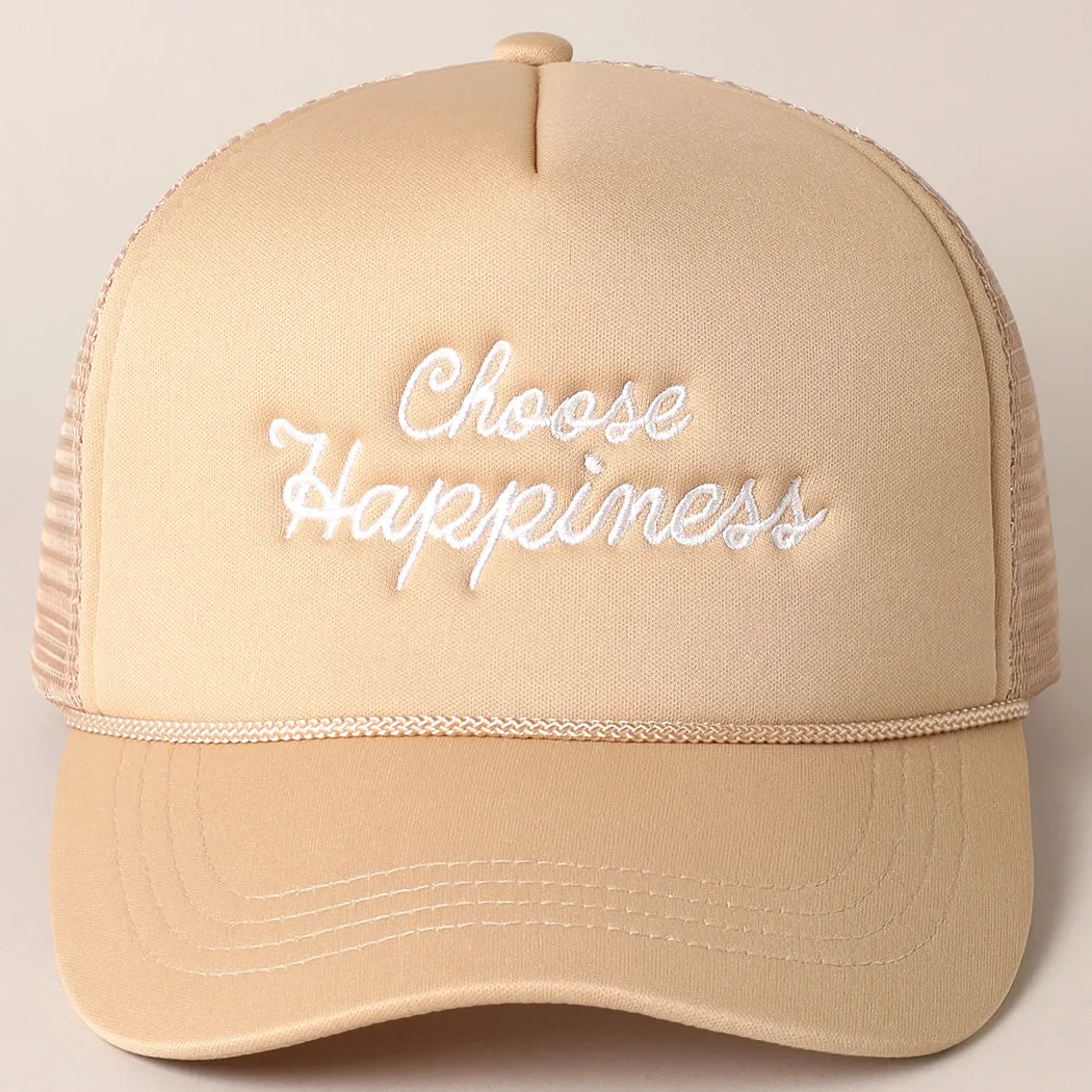Choose Happiness Trucker Hat {Beige}