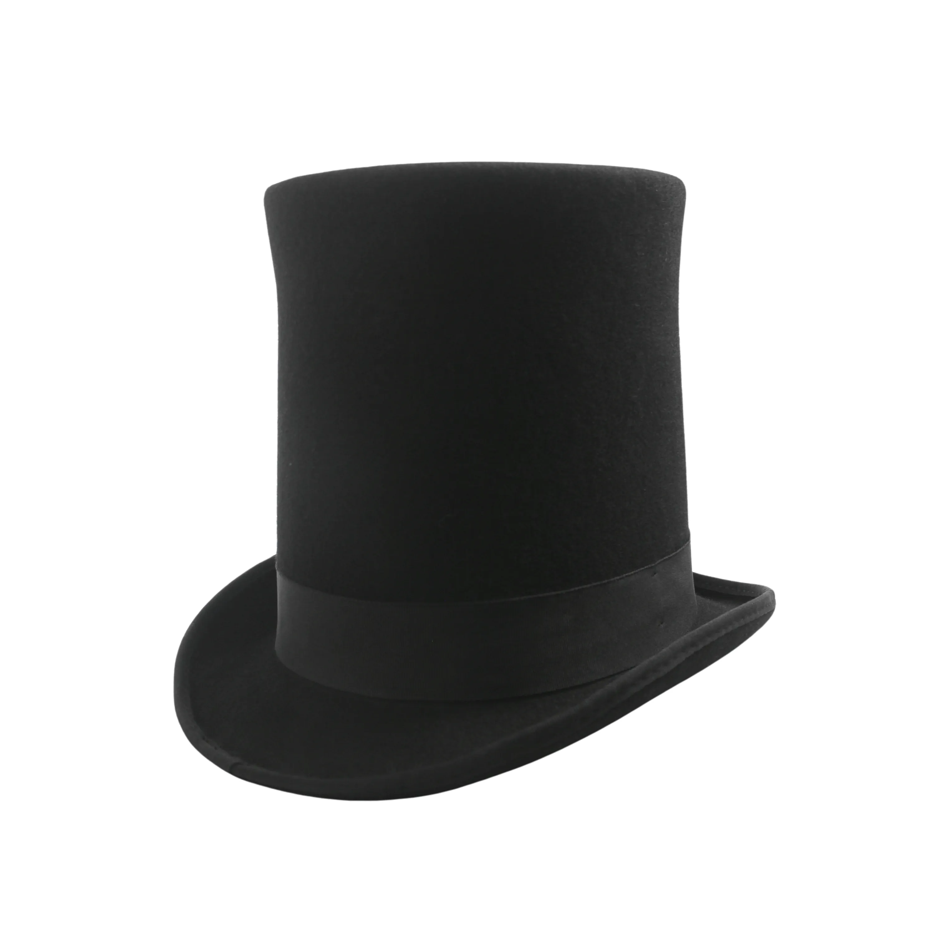 Classic High Crown Wool Felt Tall Top Hats with Removable Feather