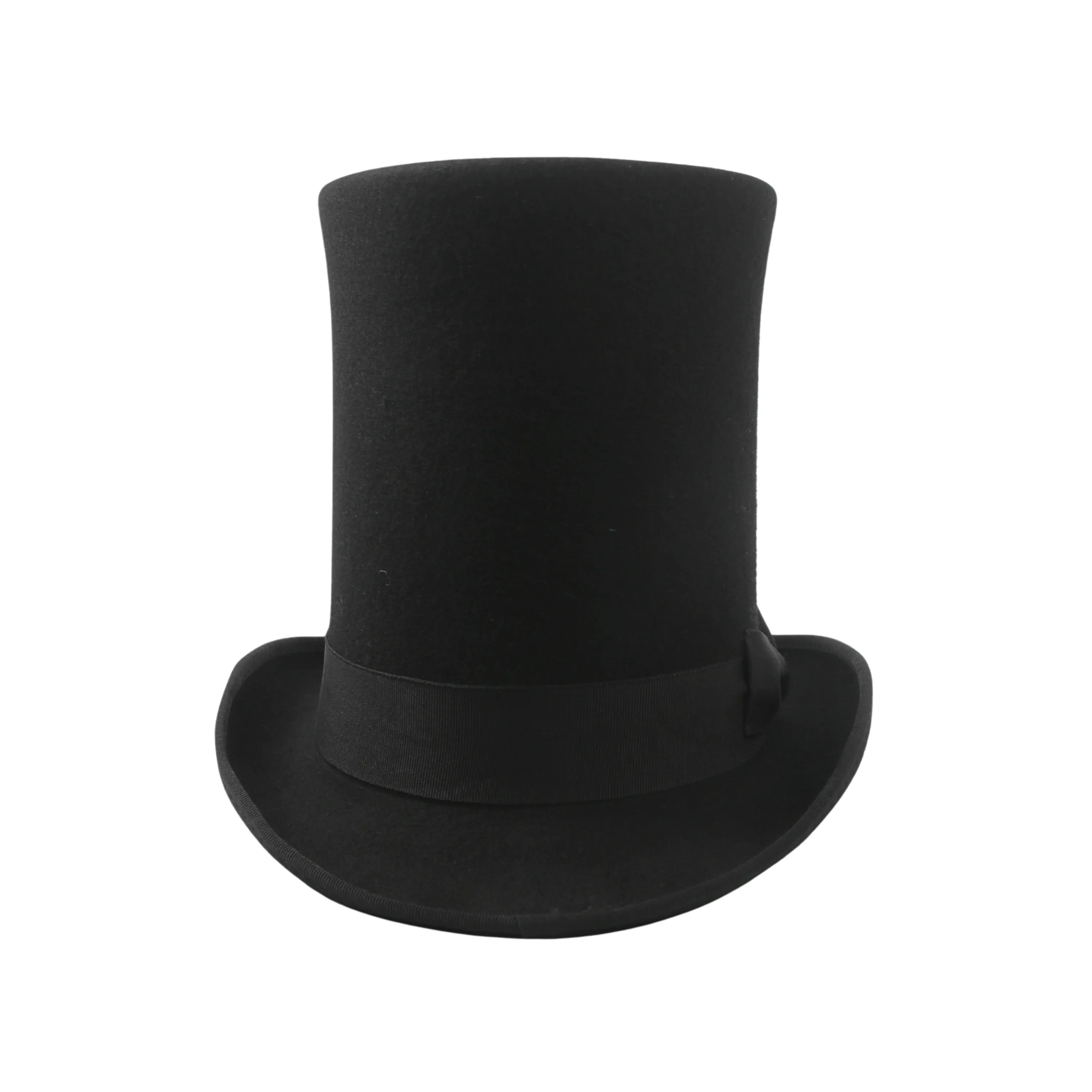 Classic High Crown Wool Felt Tall Top Hats with Removable Feather