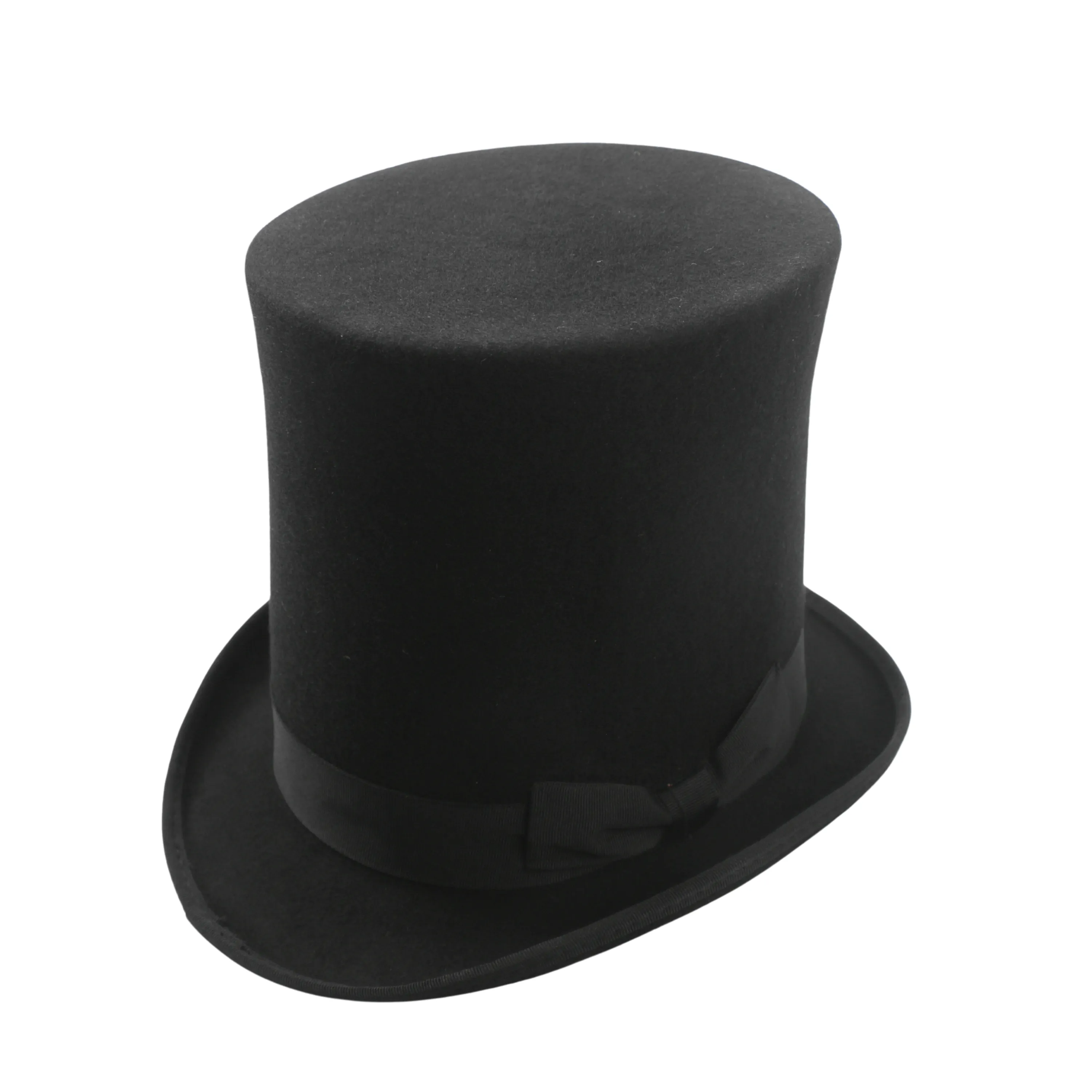 Classic High Crown Wool Felt Tall Top Hats with Removable Feather